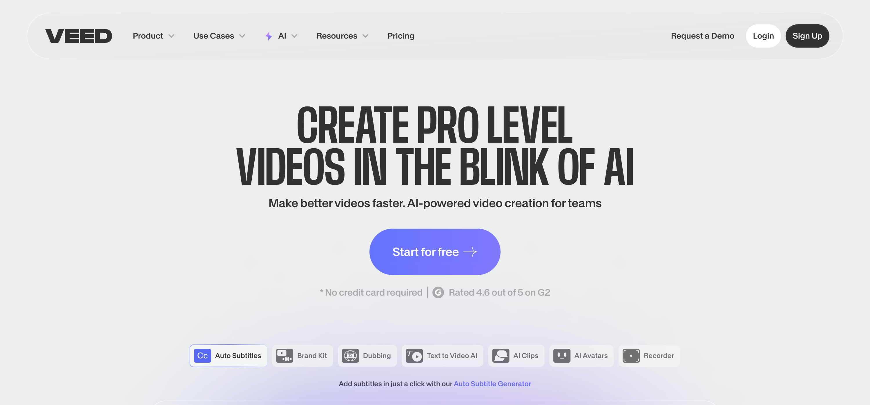 veed landing page