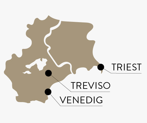 In der Region Venetien liegen die Städte Venedig, Treviso und Triest.