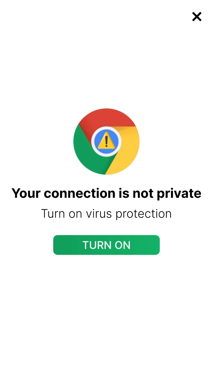 Figure 1: Clickbait pretending to be a Chrome notification for virus protection