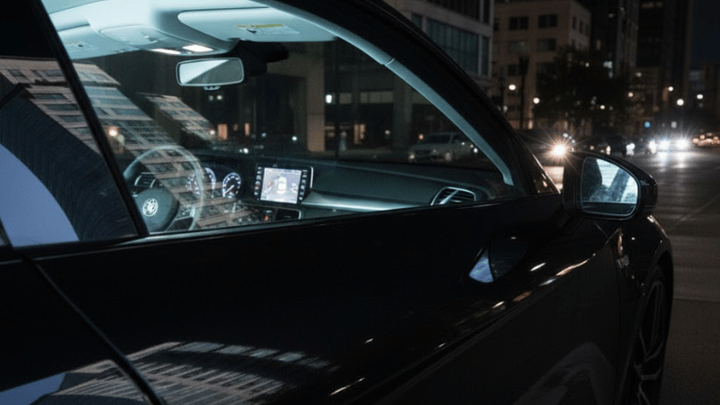 At night when you switch on the lights in your vehicle, your car interior is lit up.