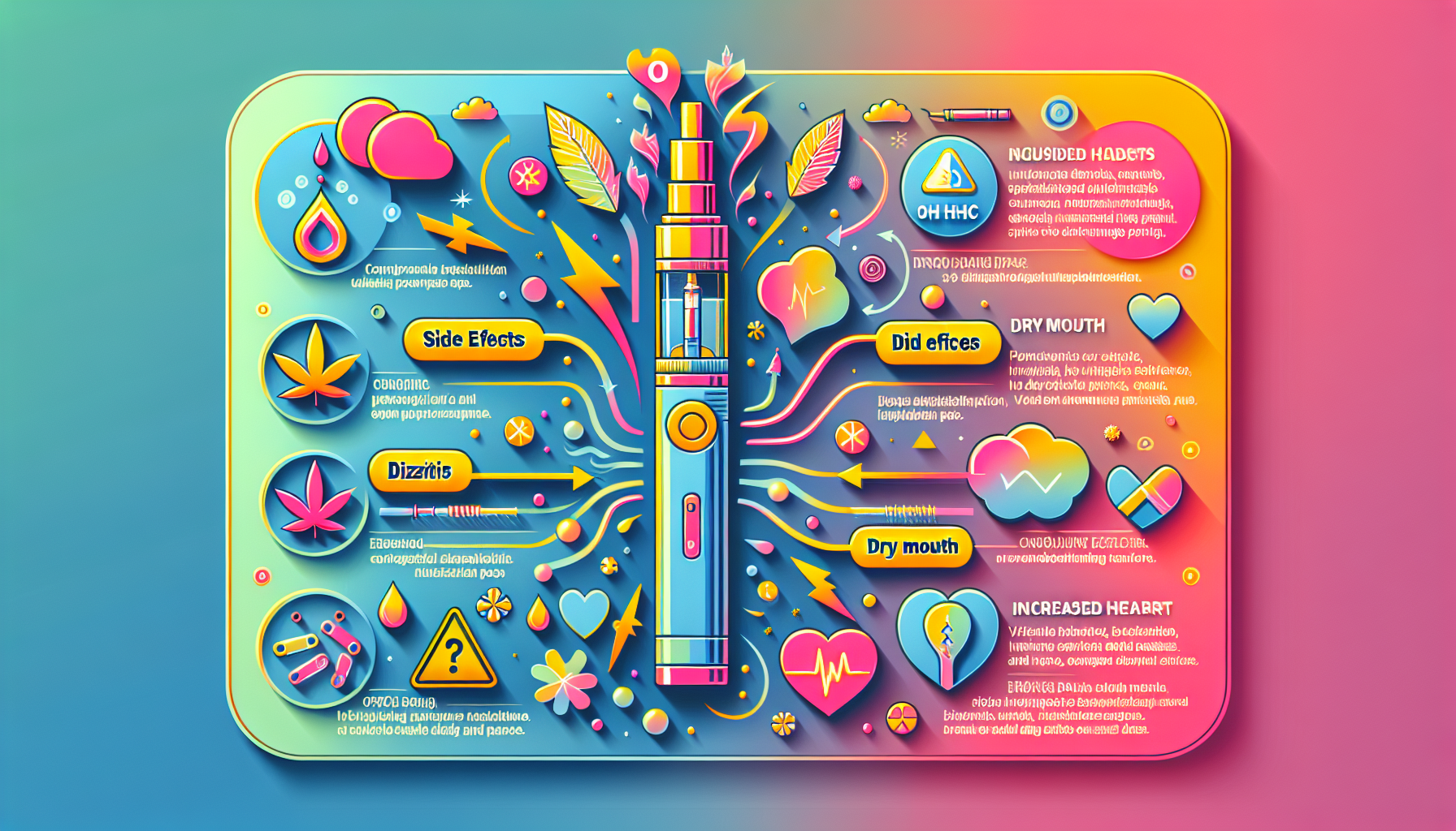 An informative graphic about common side effects and risks of 08 OH HHC vapes.