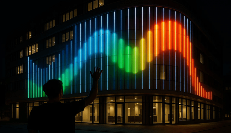Interactive facade lighting reacting to movement