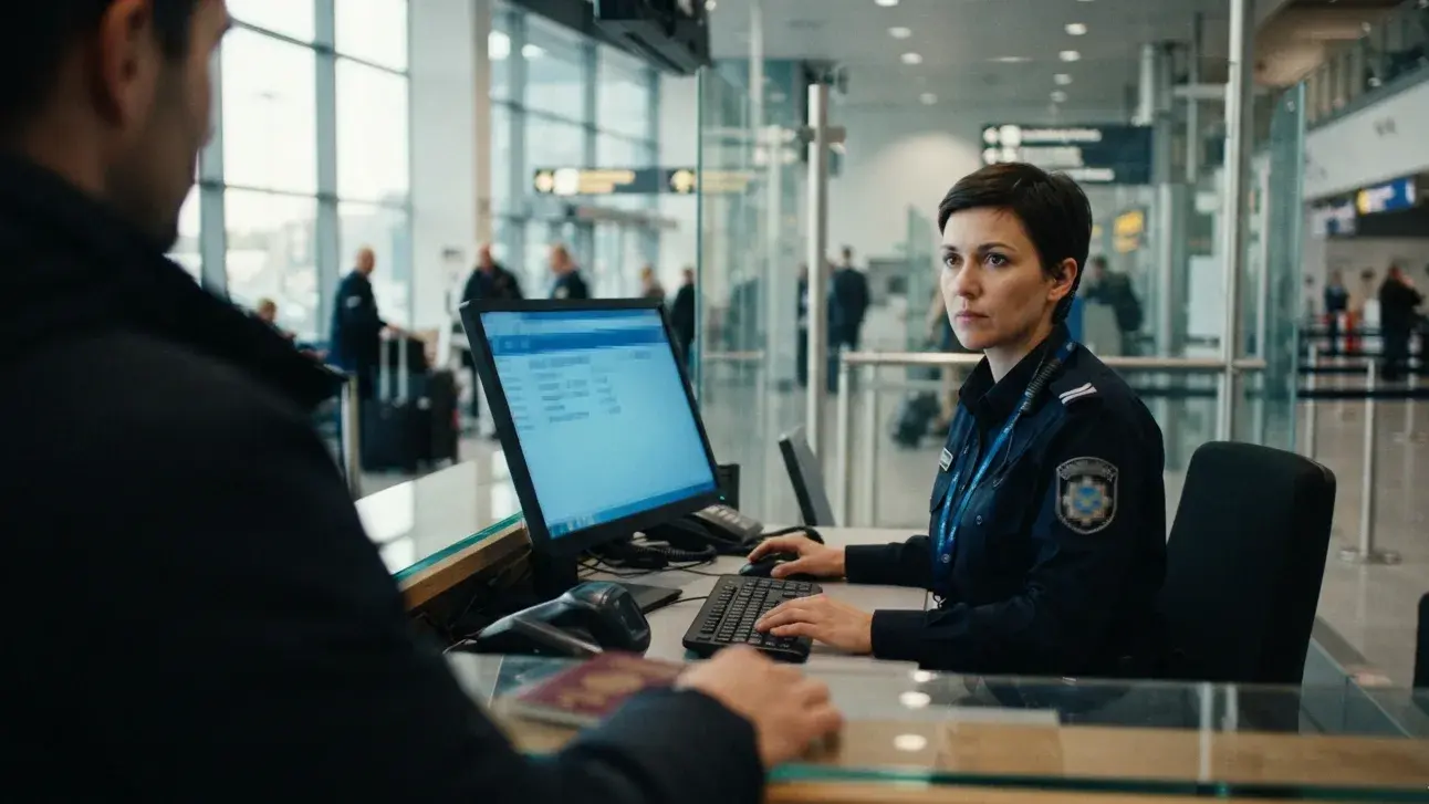 Traveler checking a flight reservation against current airport information