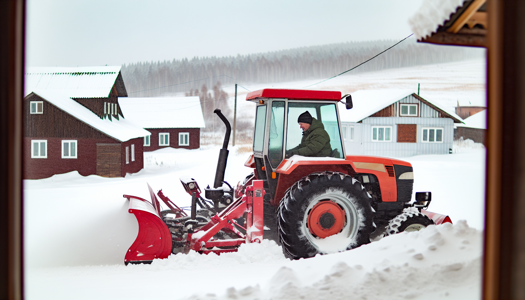 Tractor with snow removal attachment