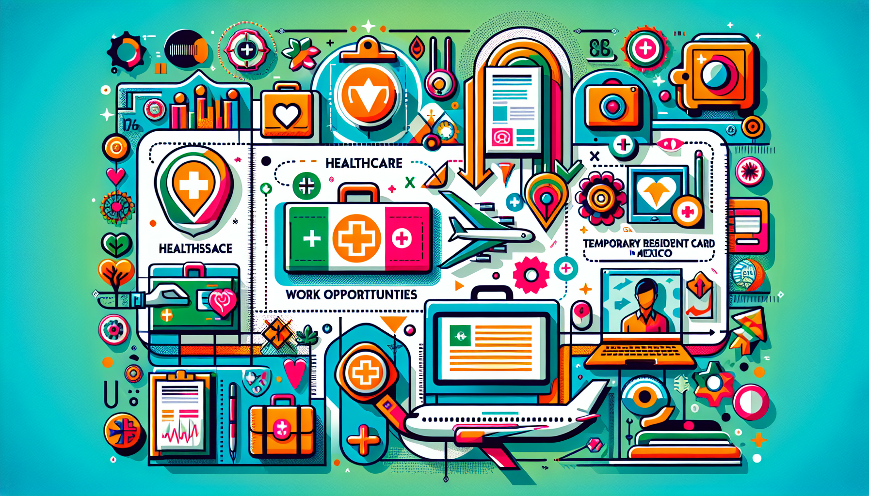 An infographic highlighting the benefits of holding a temporary resident card in Mexico.