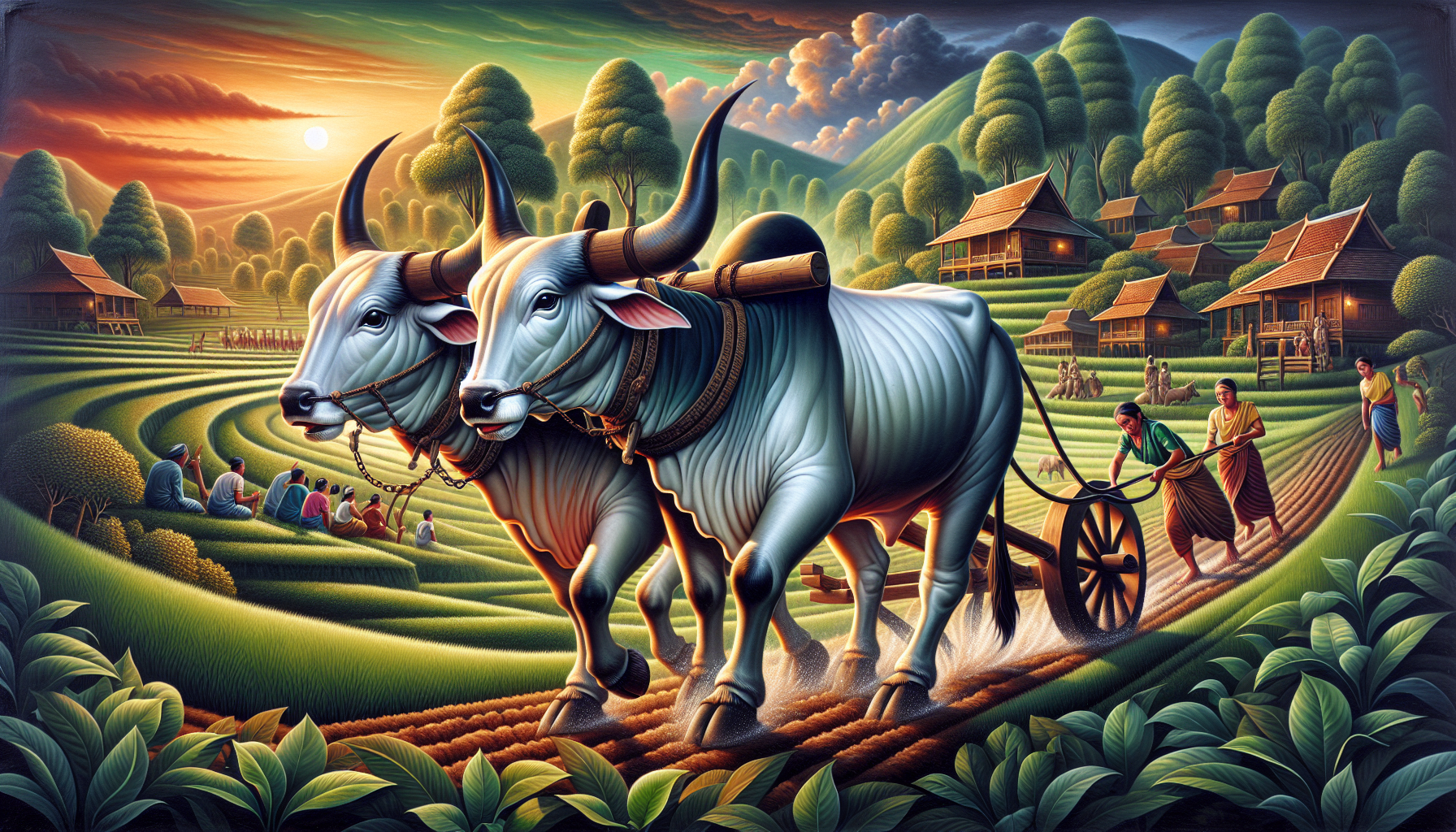 Illustration of oxen in cultural context