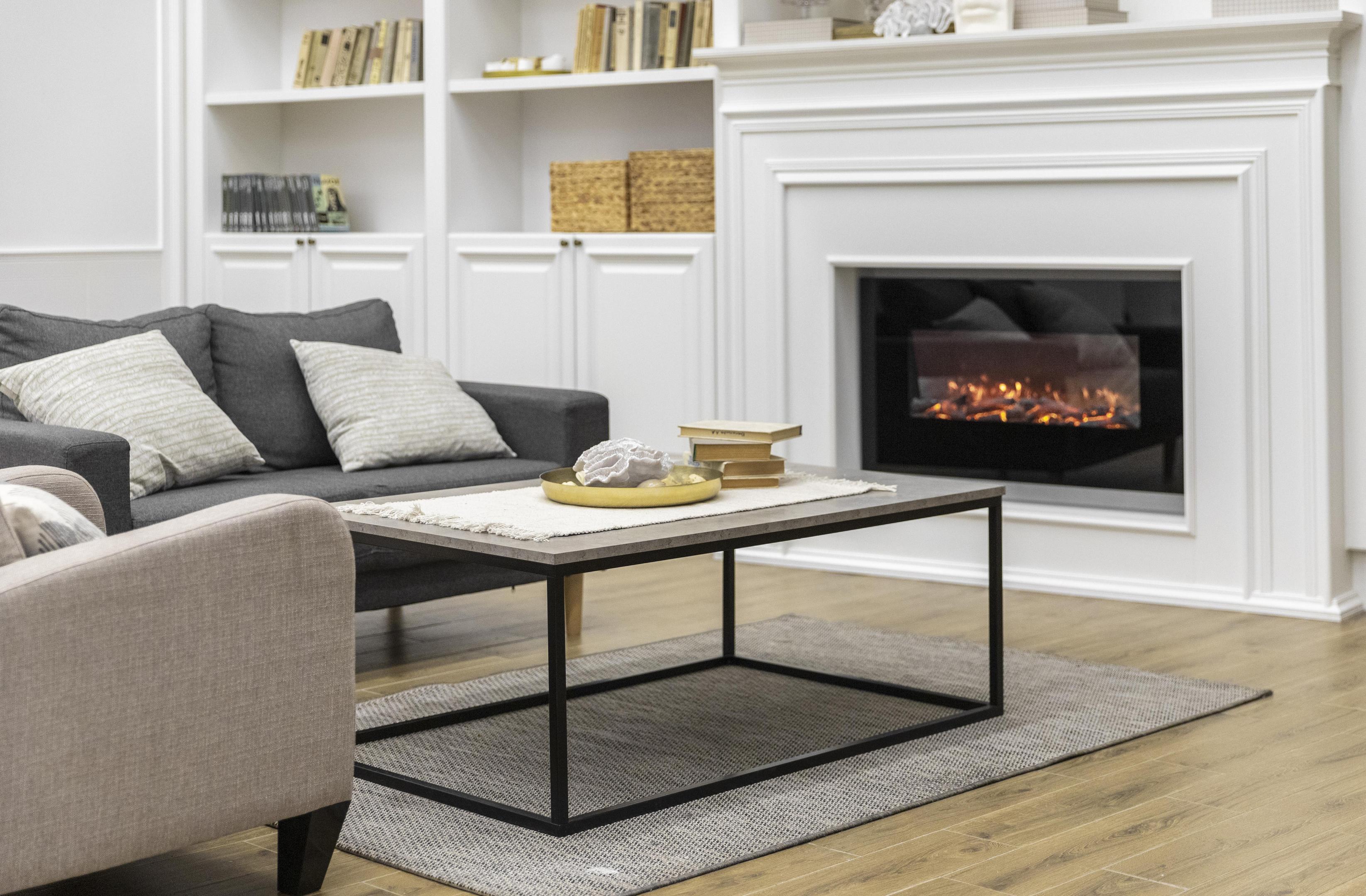 Living room with fireplace