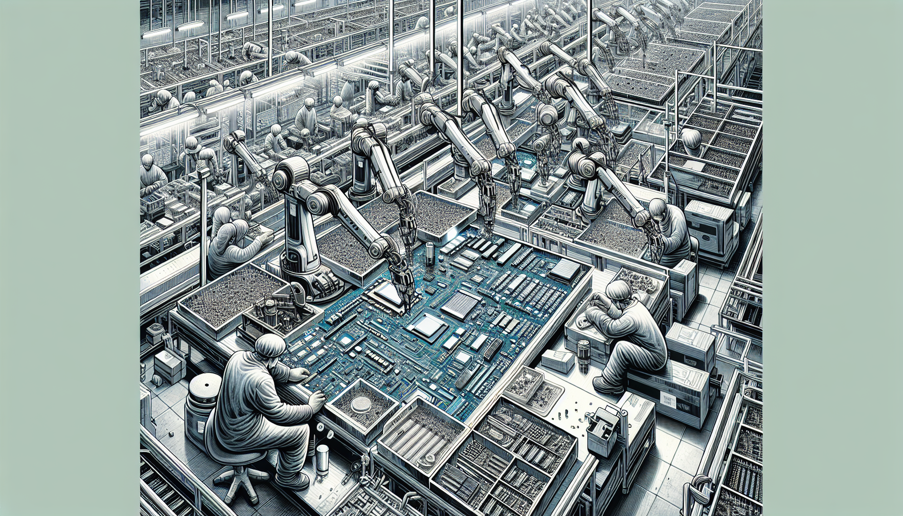 Illustration of electronic components manufacturing