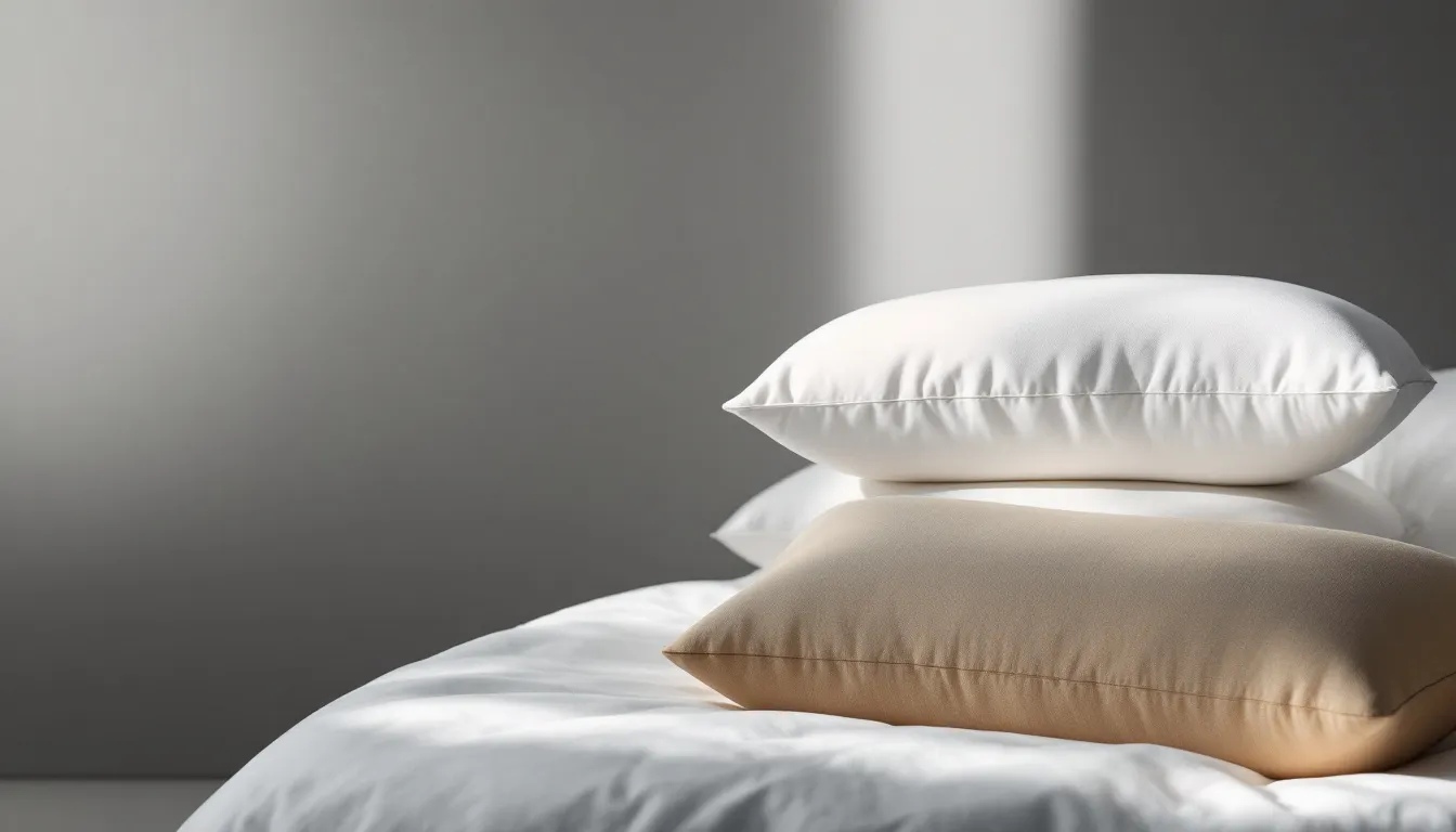 Materialien, die in orthopädischen Kopfkissen verwendet werden, wie Memory Foam und Bambus.