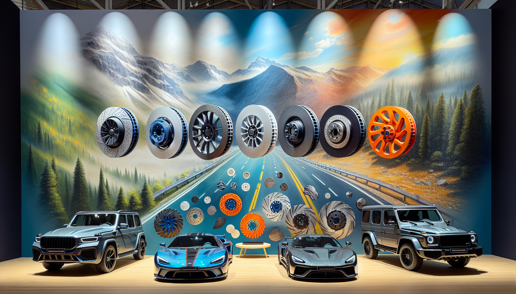 Artistic depiction of various rotor materials for vehicles