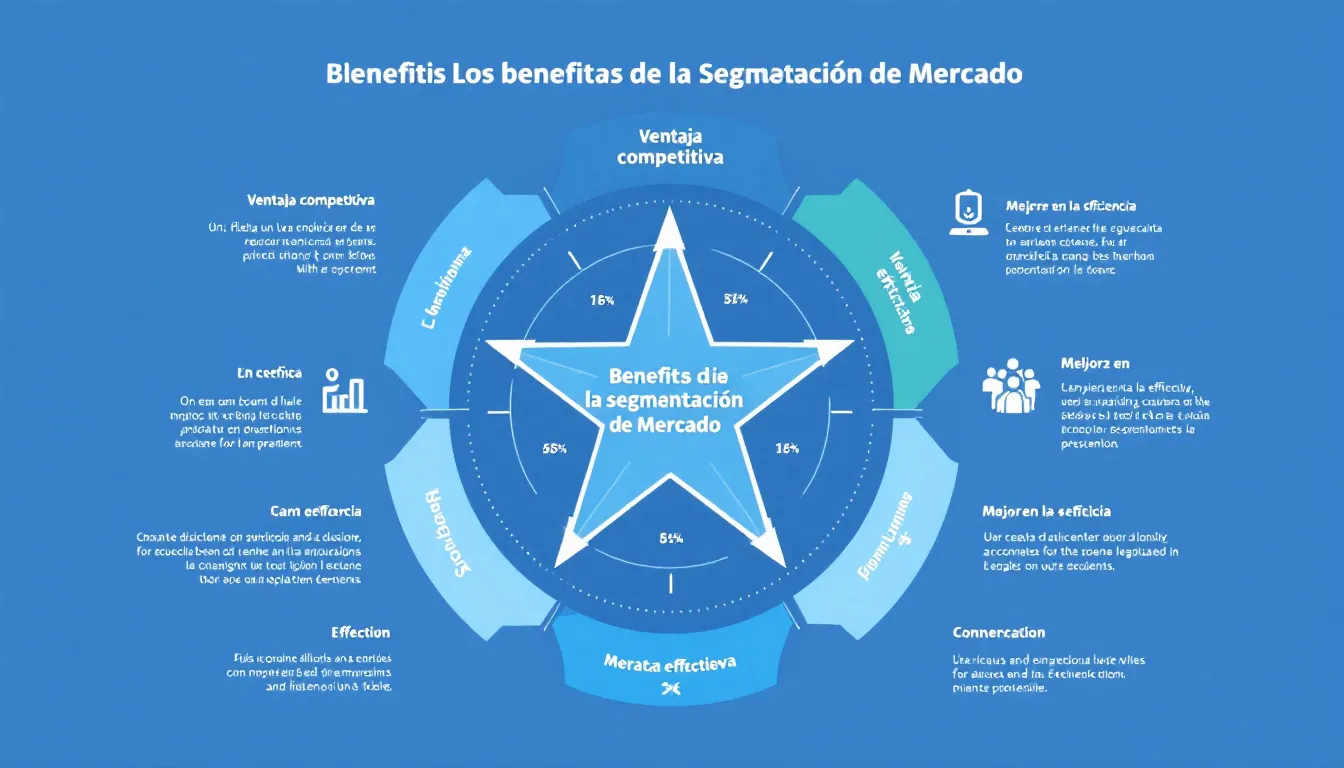 Diagrama que representa los beneficios de la segmentación de mercado.