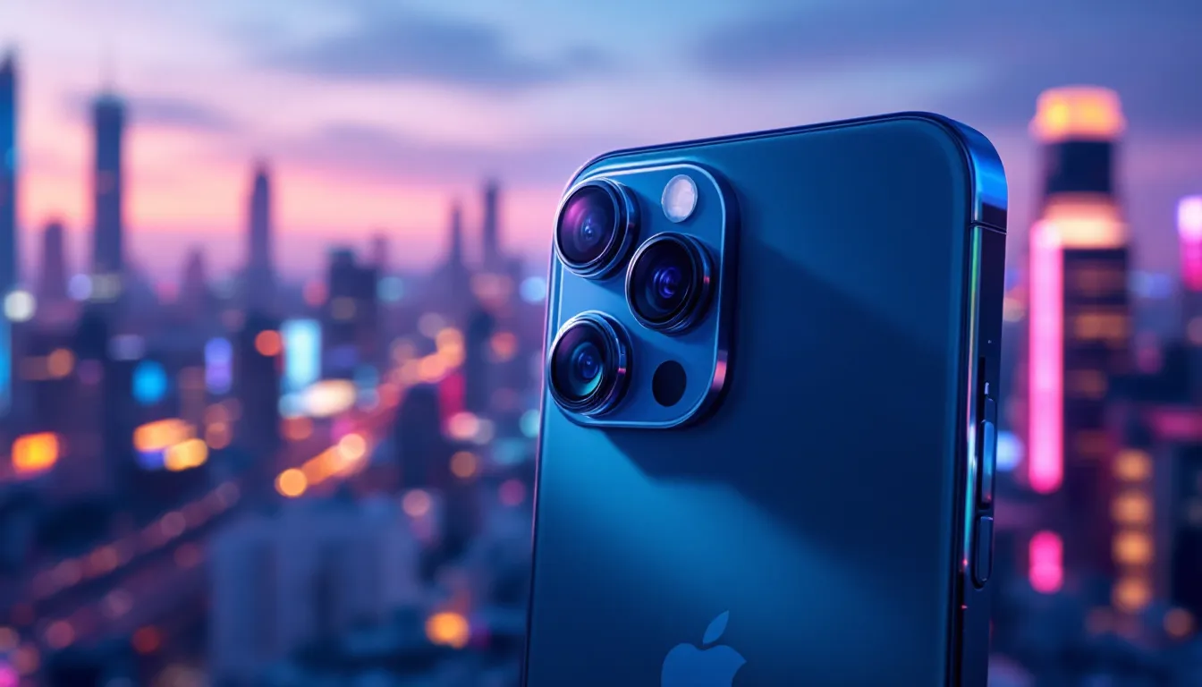 Das Kamerasystem des iPhone 16 Pro mit verschiedenen Objektiven.