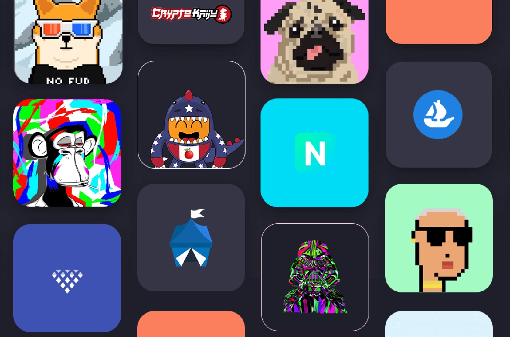 A visual representation of the NFT market landscape in 2025, showcasing various NFTs.