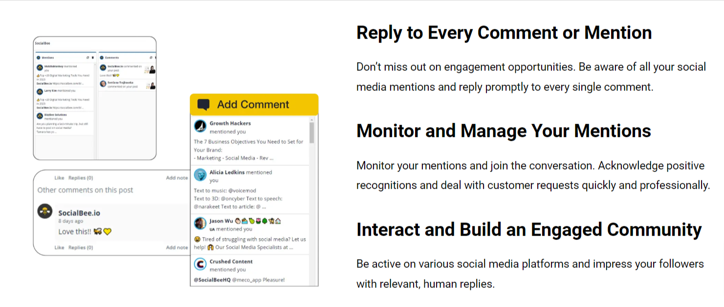 SocialBee's Mentions Feature