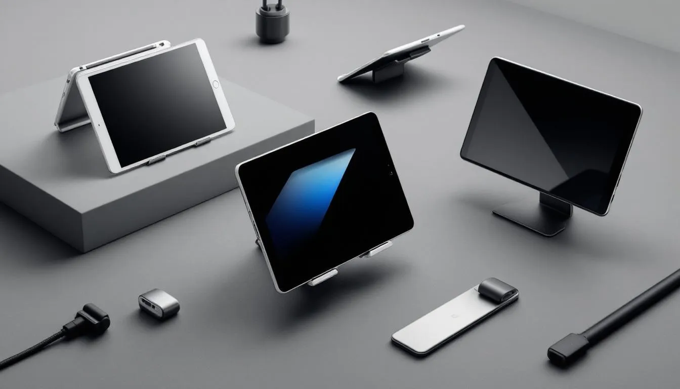 Verstellbare Tablet-Ständer, die für verschiedene Geräte kompatibel sind.