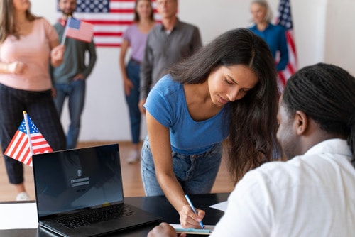 Group of people taking participation in survey