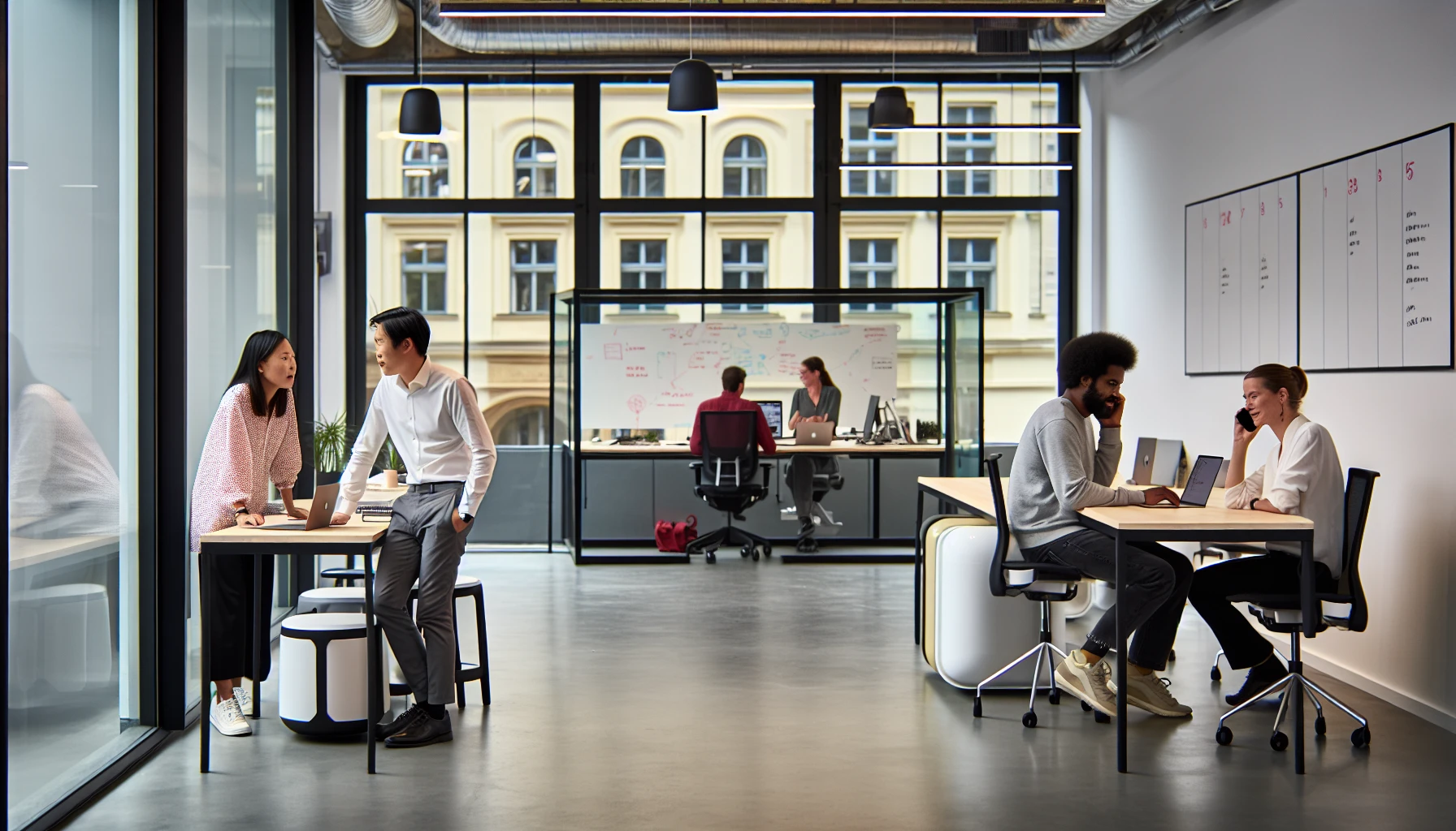 Innovative fintech startups in Berlin collaborating in a modern office space