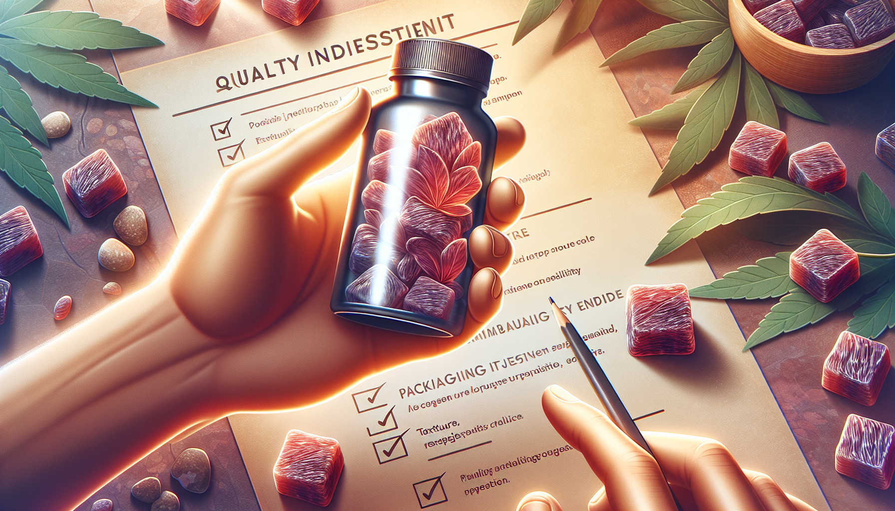 An illustration of high-quality shilajit gummies being examined.