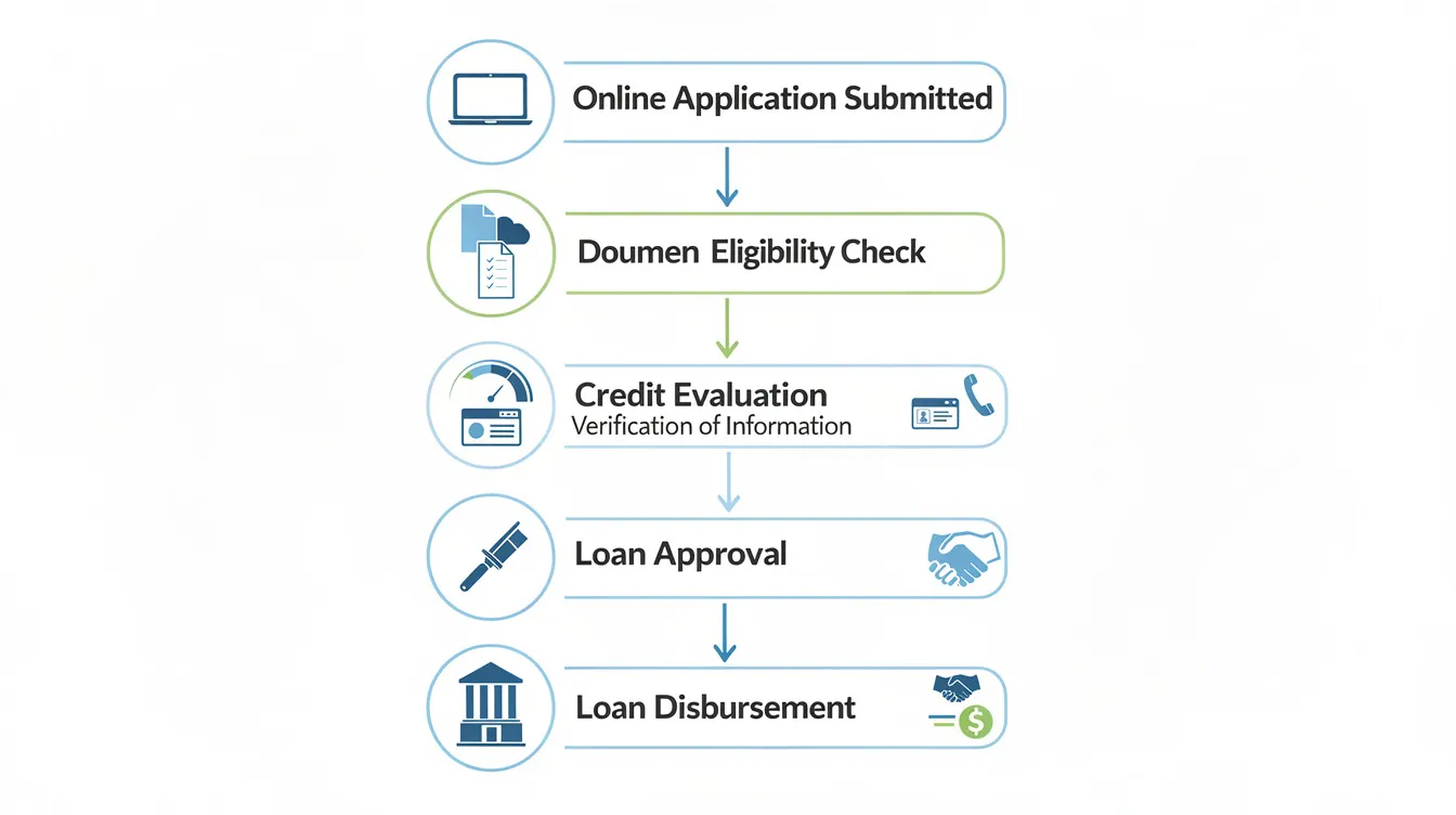 d7fb52bb b308 4cc1 ad44 c18703ce5901 The image is a flowchart illustrating the steps involved in applying for a Mudra loan, starting from online submission to the bank disbursement process. It highlights the eligibility criteria for borrowers, including having a satisfactory credit track record and successfully repaid previous loans, while also noting the importance of financial institutions in providing assistance to micro enterprises.