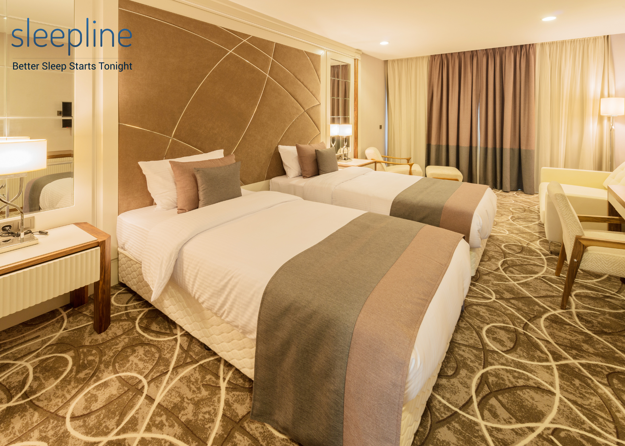 Two double beds in a hotel