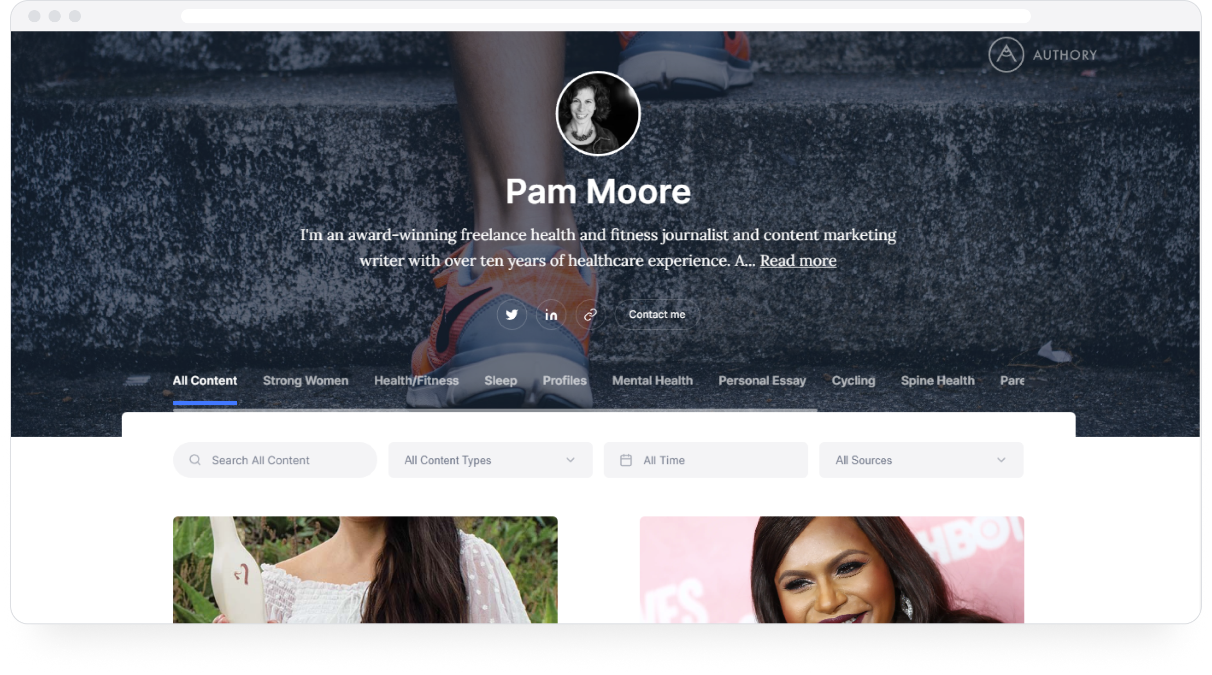Pam Moore's digital marketing portfolio on Authory