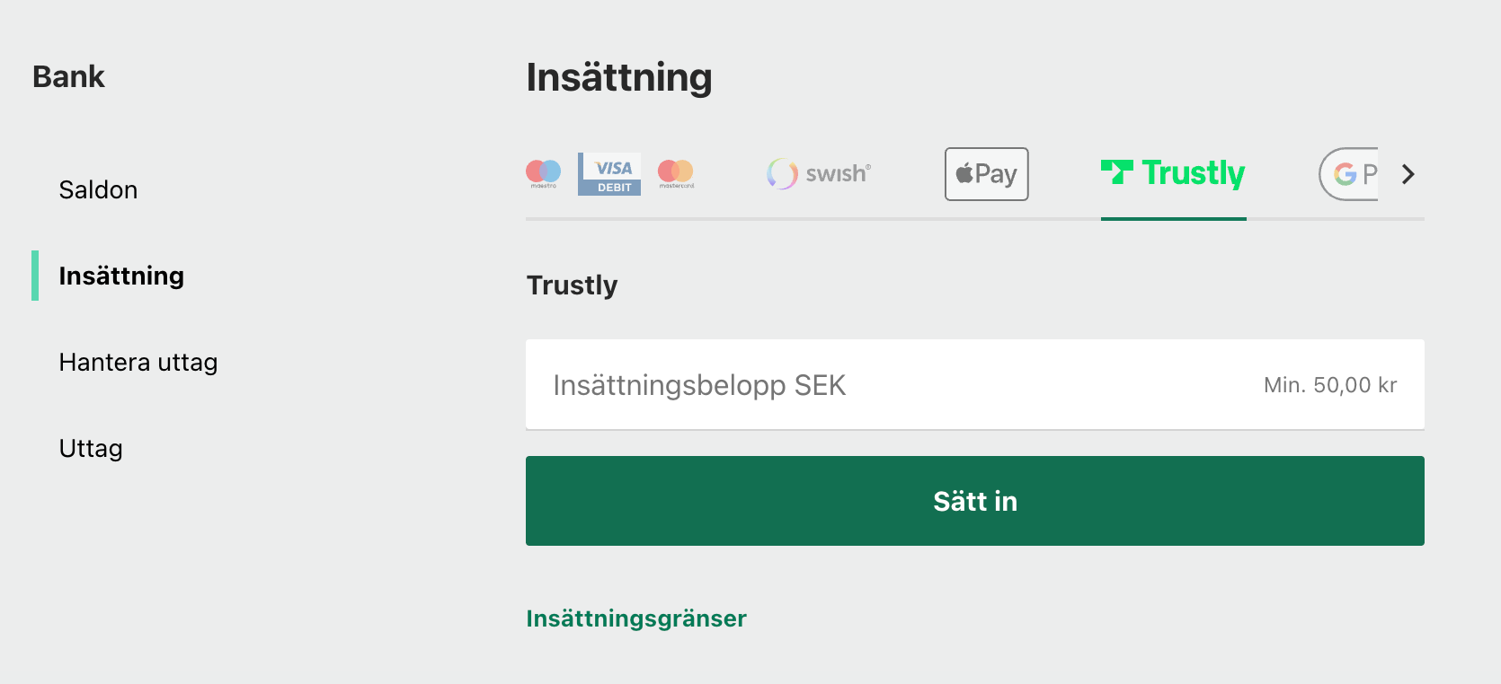 bet365 insättning och uttag
