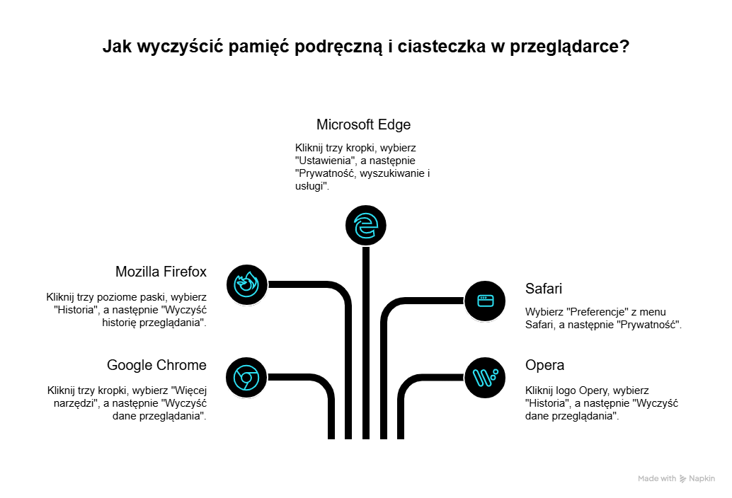 czyszczenie ciasteczek w różnych przeglądarkach.