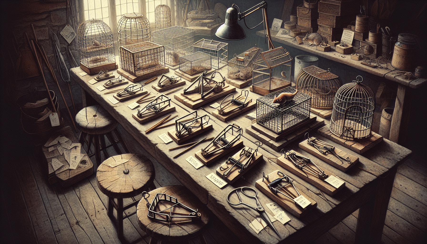 Different types of traps displayed together, emphasizing humane trapping methods.