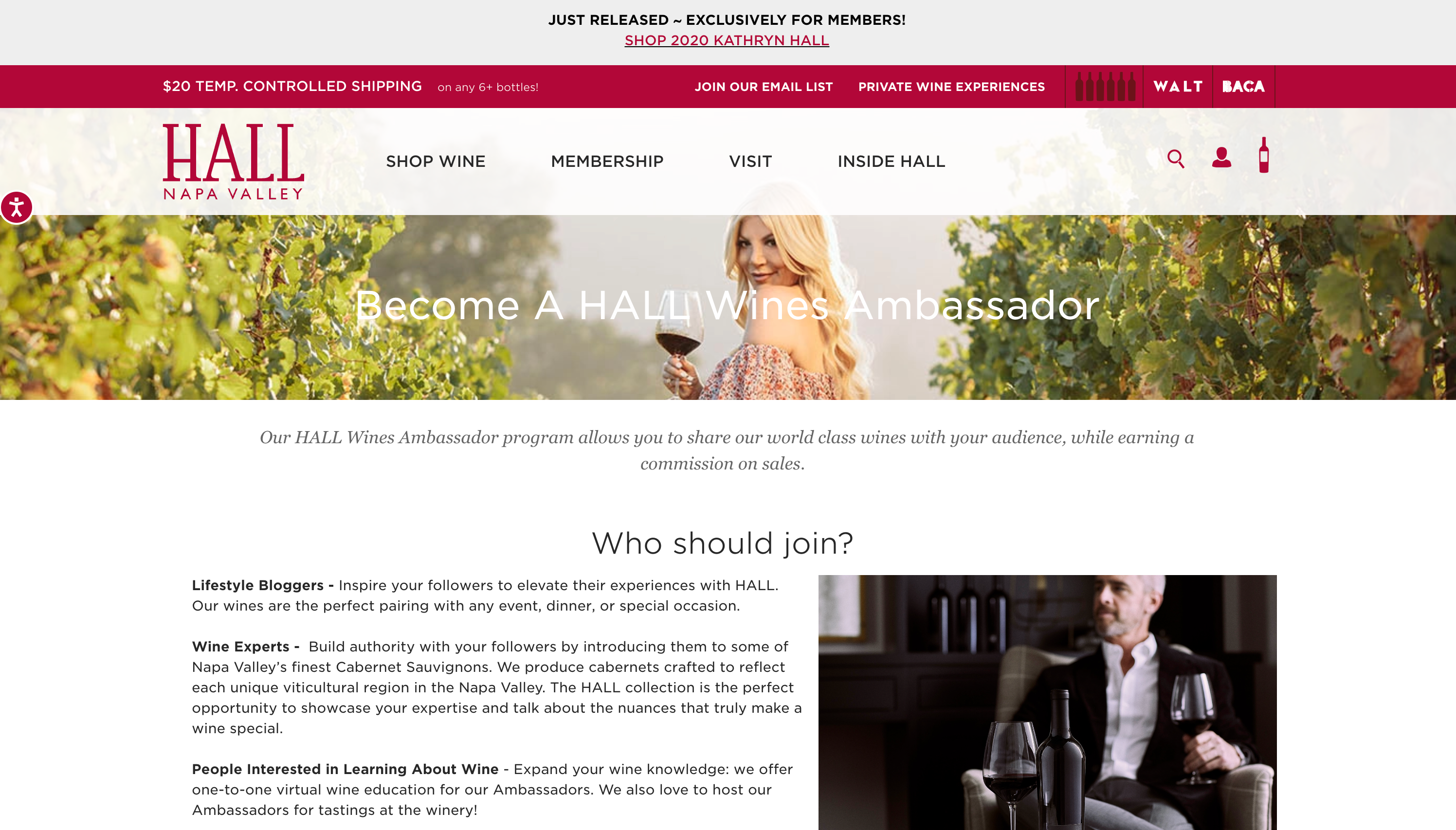 Hall wines affiliate program 
