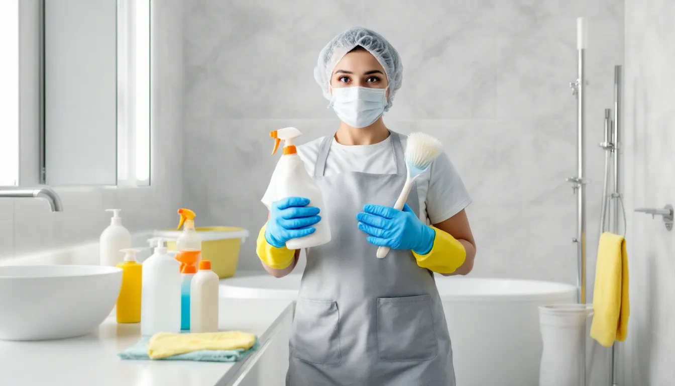 A person preparing cleaning products to remove mold.