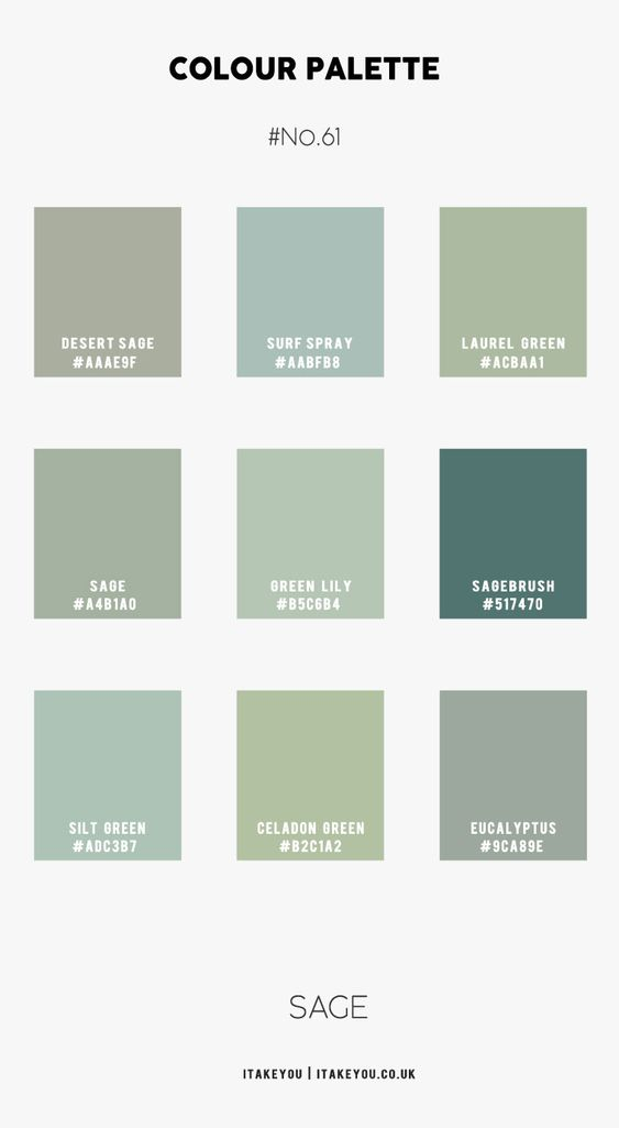 Varian tone warna sage, gambar oleh itakeyou.co.uk via Pinterest