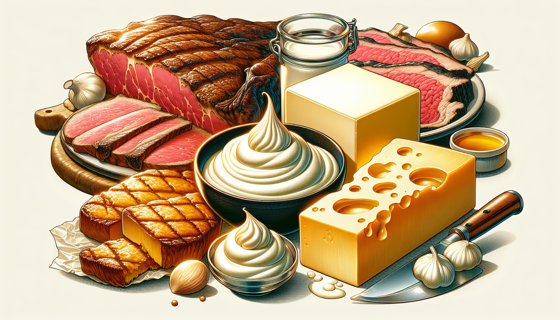 Selection of high-fat dairy products