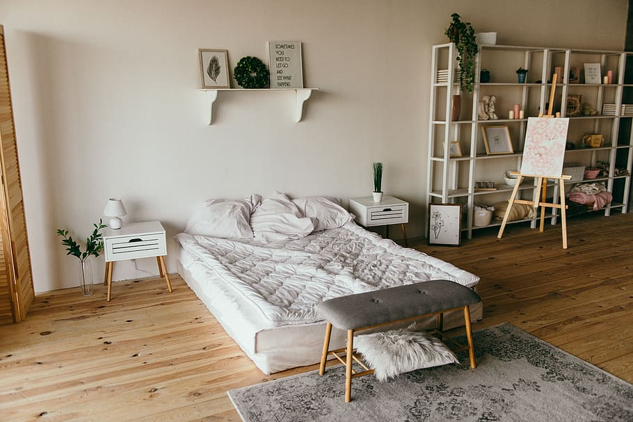 Desain kamar tidur minimalis ukuran 3x3 Warna Pastel nan Lembut