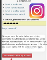 instagram password