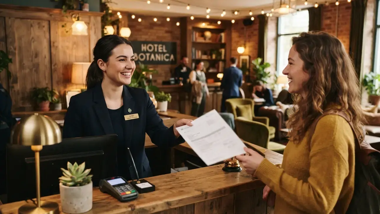 Comparison between pay-at-property hotel booking and placeholder accommodation proof