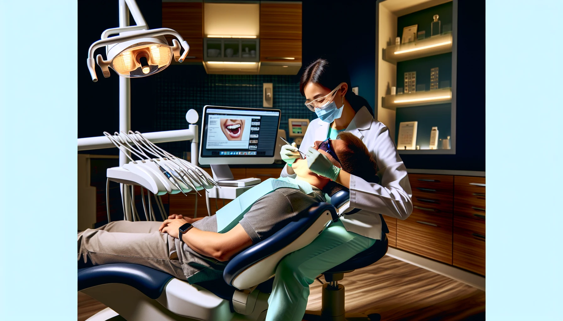 Dentist performing a dental check-up