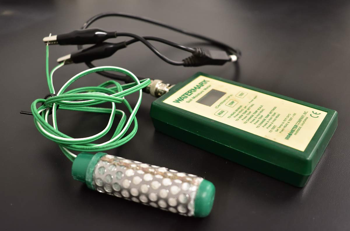 A picture of a soil moisture monitoring device