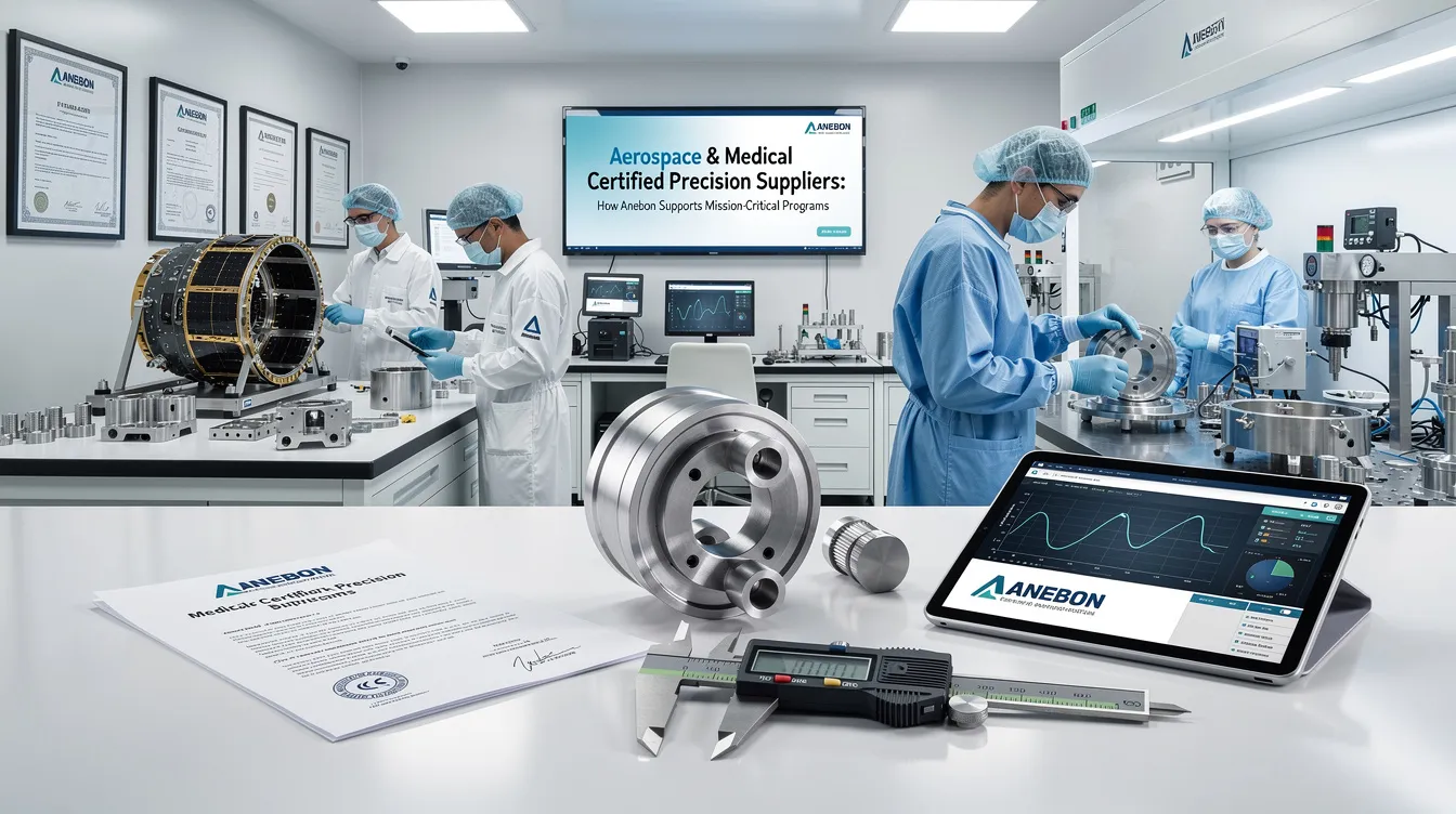 The image depicts a modern aerospace manufacturing facility, showcasing advanced equipment and precision machining services used to produce aerospace components. It highlights the dedication of aerospace and defense manufacturers like Anebon to support mission-critical programs through high precision manufacturing processes and stringent quality management systems.