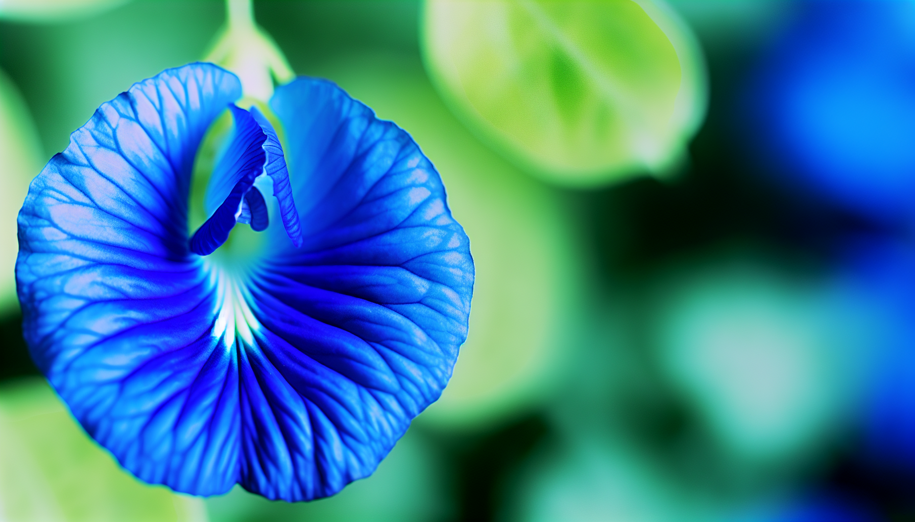 Close-up of bright blue butterfly pea petals
