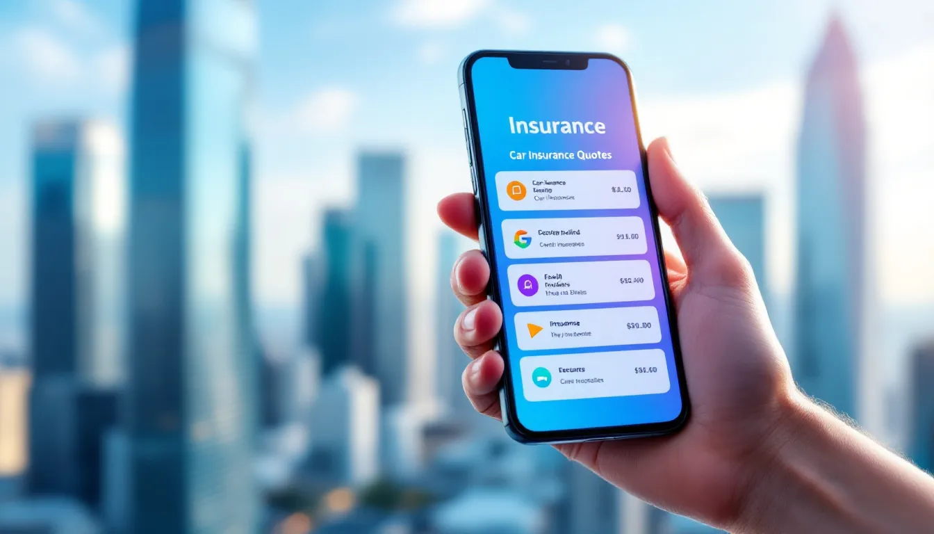 A person using a smartphone to compare car insurance quotes.