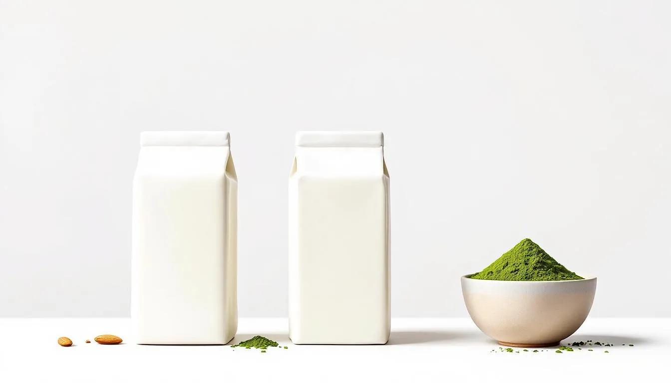 Ein Vergleich von verschiedenen Milchsorten für Matcha Latte.