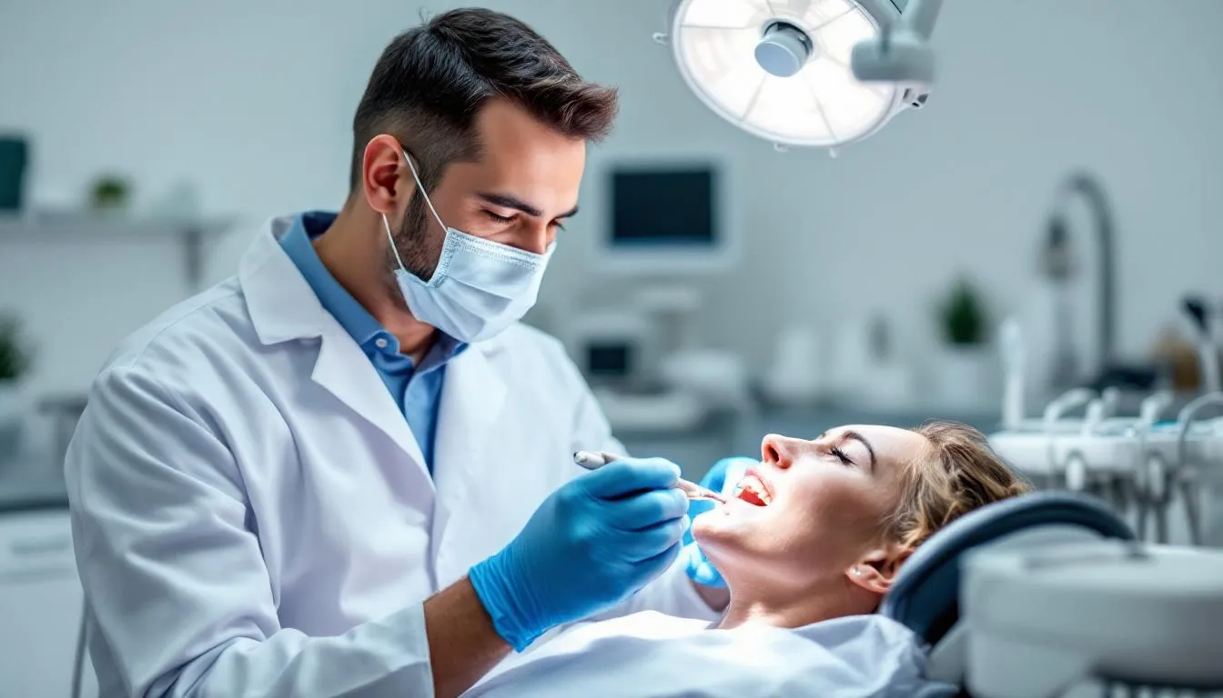 A professional dentist is seen using a high-speed dental handpiece during a patient treatment, demonstrating precision and control in restorative dentistry. The equipment highlights the importance of infection control and the effectiveness of different types of handpieces in dental procedures.