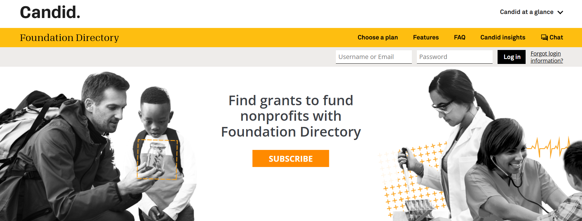 Foundation Directory Online's homepage