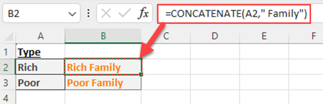 CONCATENATE formula - Example