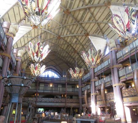 A photo I took when we returned to Animal Kingdom Lodge for a dining reservation. The Jambo house lobby is stunning.