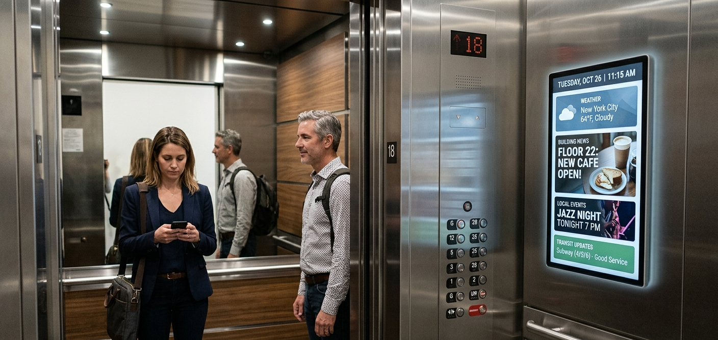 5 Best Digital Signage Software Companies for Elevator Systems 2 the 4 uses of digital signage in elevators