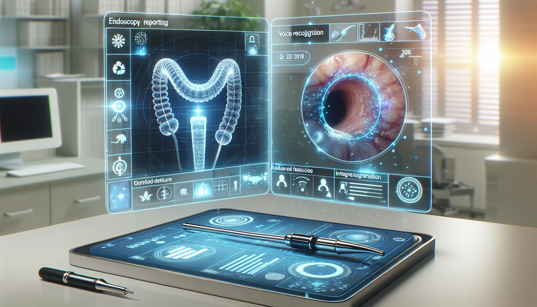 Illustration of a futuristic endoscopy reporting interface