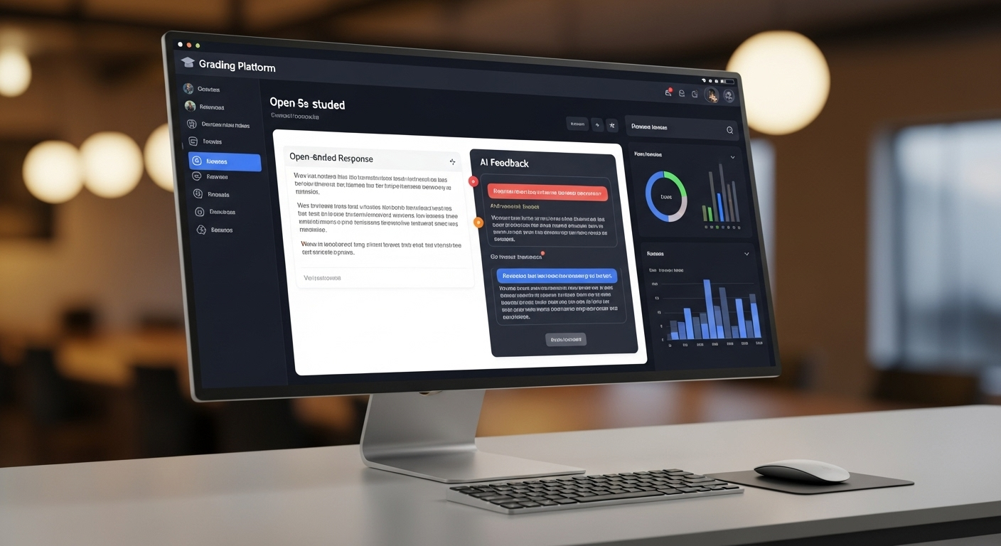 Modern grading platform analyzing open-ended student responses with AI-powered feedback.