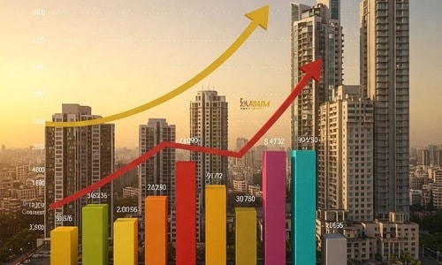 Graph showing rising real estate trends and growth in Navi Mumbai's property market.