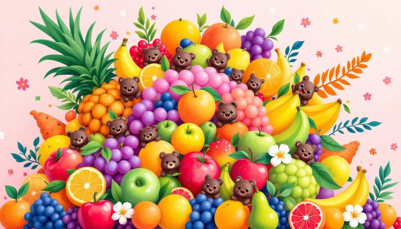 A vibrant fruit bouquet filled with assorted fruits and chocolates, perfect for gifting.